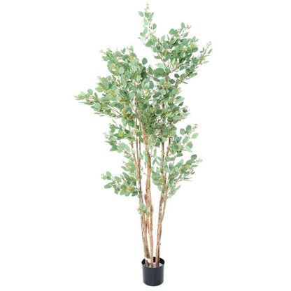 Arbre artificiel Eucalyptus - plante synthétique d'intérieur - H.185cm vert