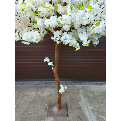 Arbre artificiel fleuri Cerisier du Japon - décoration d'intérieur - H.250cm blanc