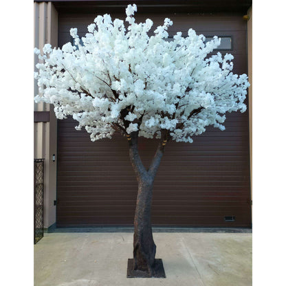 Arbre artificiel fleuri Cerisier du Japon - décoration d'intérieur - H.350cm blanc