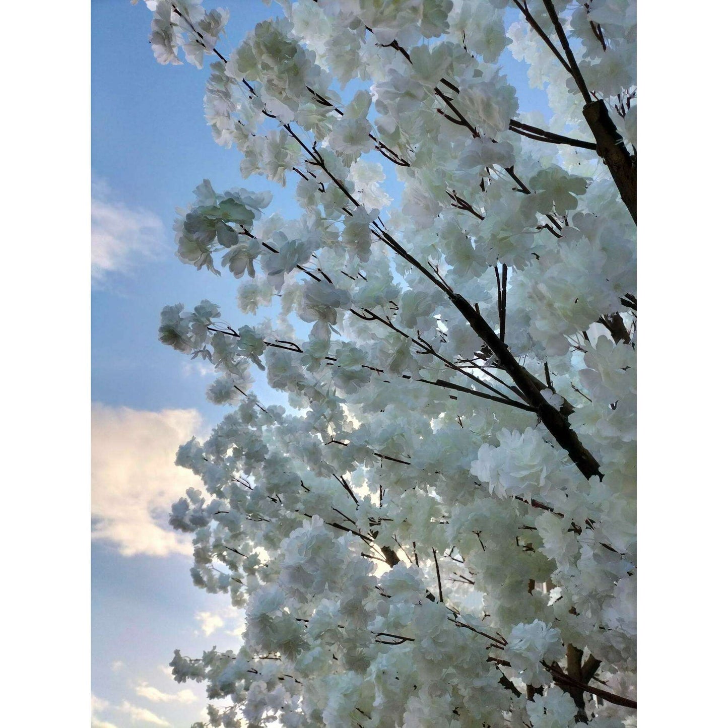Arbre artificiel fleuri Cerisier du Japon - décoration d'intérieur - H.350cm blanc