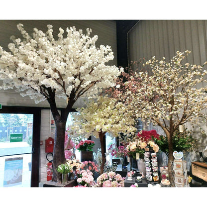 Arbre artificiel fleuri Cerisier du Japon - décoration d'intérieur - H.350cm blanc