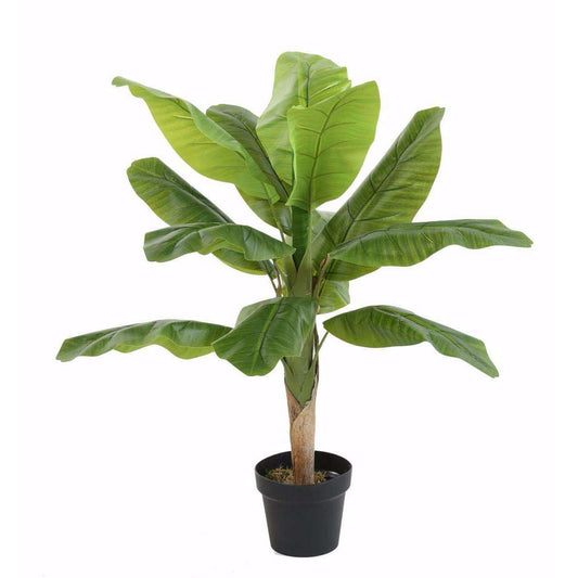Arbre artificiel fruitier Bananier 12 feuilles - intérieur - H.100cm vert