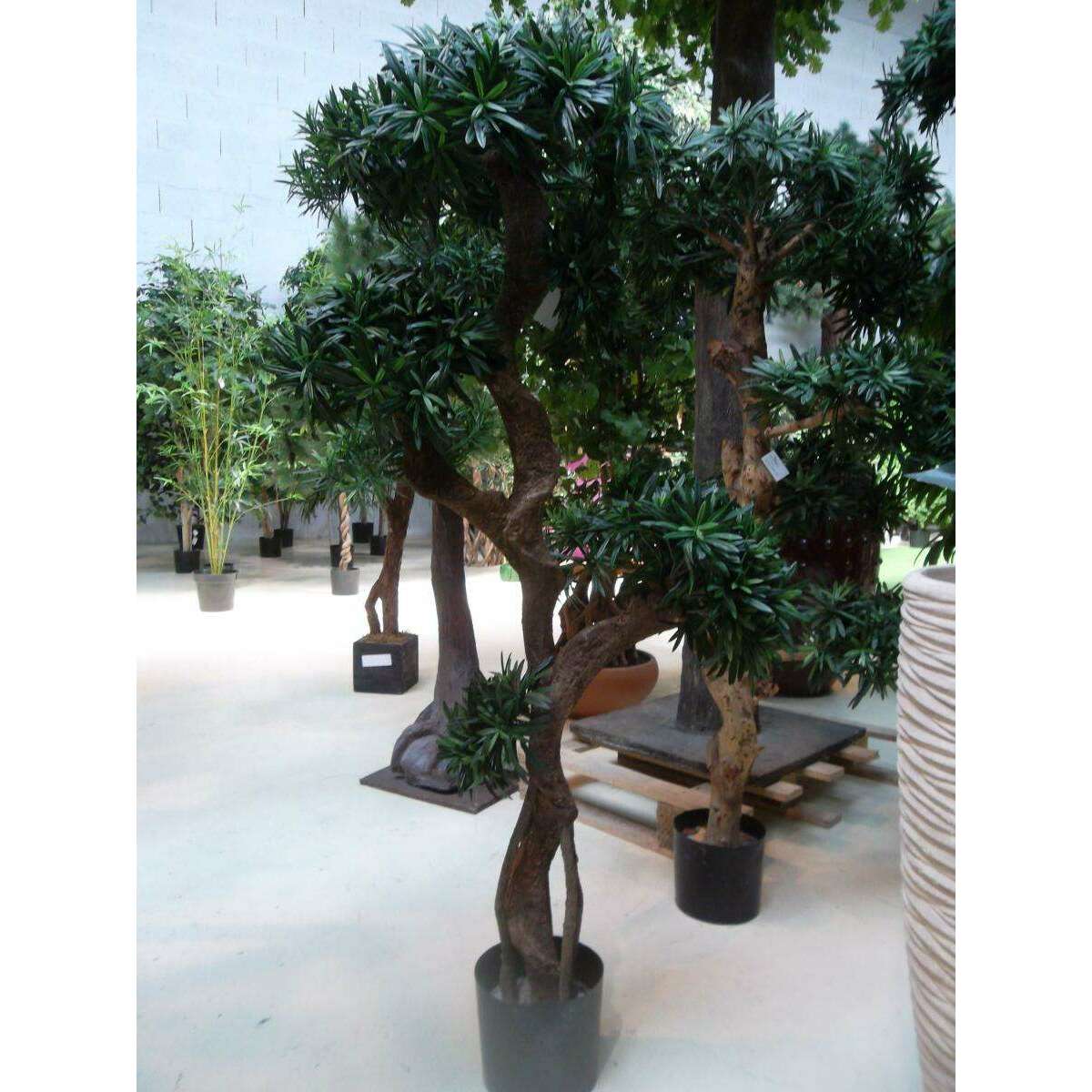 Arbre artificiel Podocarpus Tree 5 têtes - plante artificielle intérieur - H.140cm