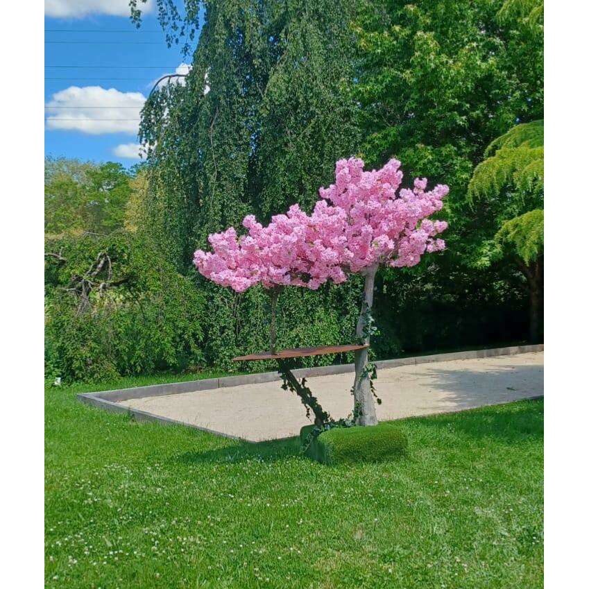 Arbre mange debout Cerisier artificiel fleuri UV - intérieur extérieur - H.280cm rose