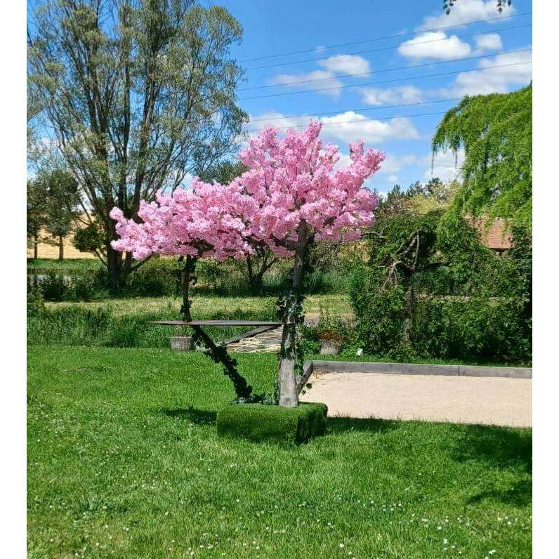 Arbre mange debout Cerisier artificiel fleuri UV - intérieur extérieur - H.280cm rose