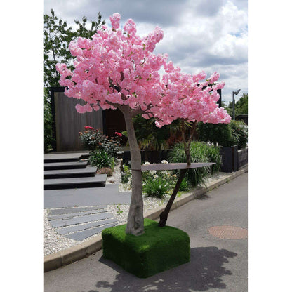 Arbre mange debout Cerisier artificiel fleuri UV - intérieur extérieur - H.280cm rose