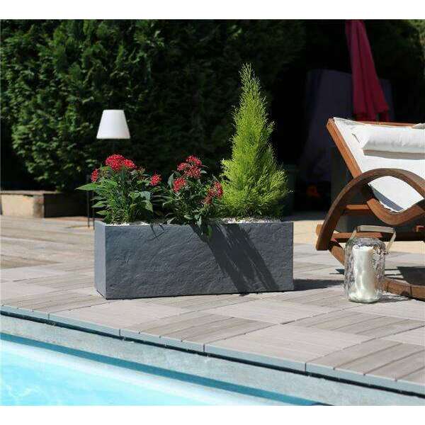 Bac pour fleur jardinière Volcania 'UP extérieur L.79,5cm anthracite EDA PLASTIQUES