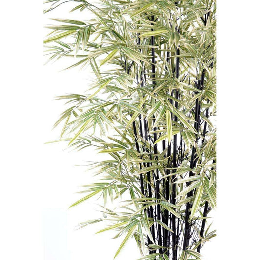 Bambou artificiel Shiroshima feuillage vert blanc cannes noires - intérieur - H.160cm