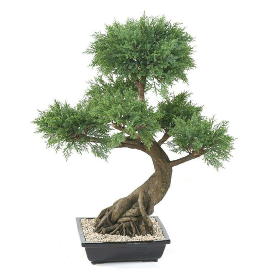 Bonsaï Juniperus artificiel en coupe - plante synthétique intérieur - H.100cm