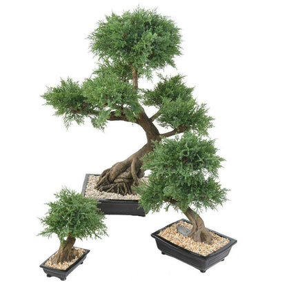 Bonsaï Juniperus artificiel en coupe - plante synthétique intérieur - H.100cm