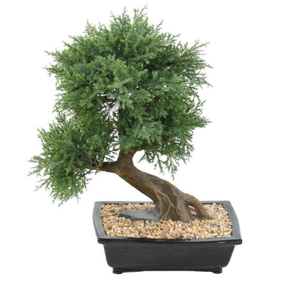 Bonsaï Juniperus artificiel en coupe - plante synthétique intérieur - H.55cm