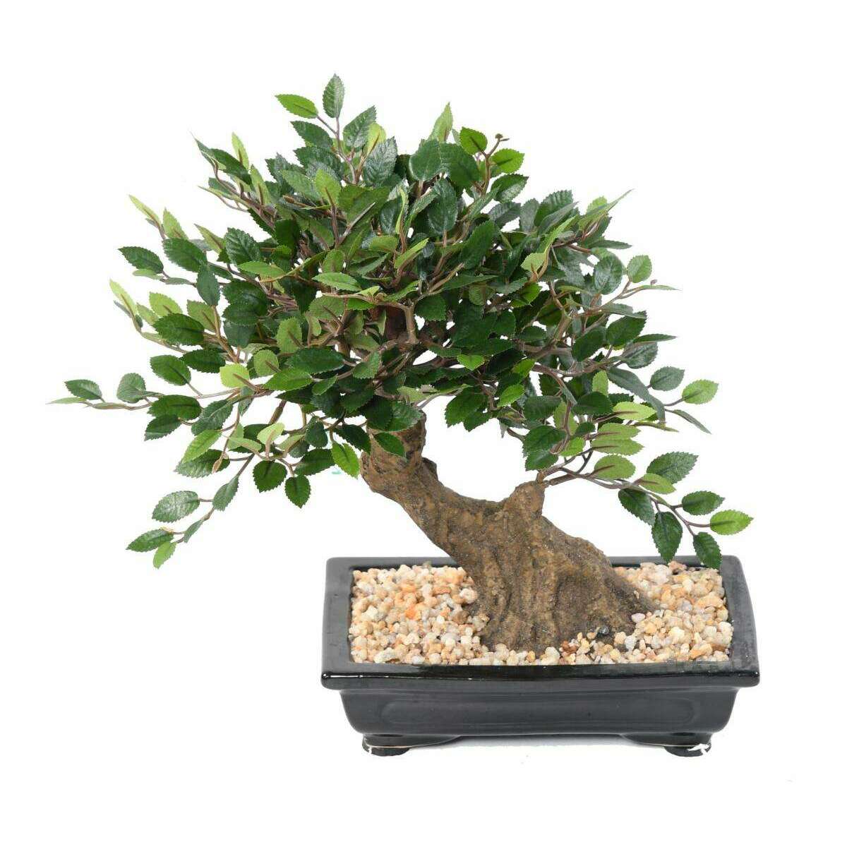 Bonsaï Orme artificiel coupe avec gravier - plante synthétique intérieur - H.30cm