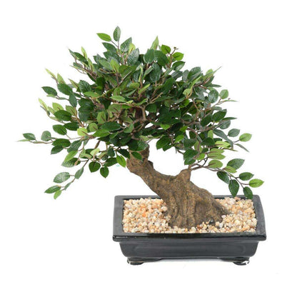 Bonsaï Orme artificiel coupe avec gravier - plante synthétique intérieur - H.30cm