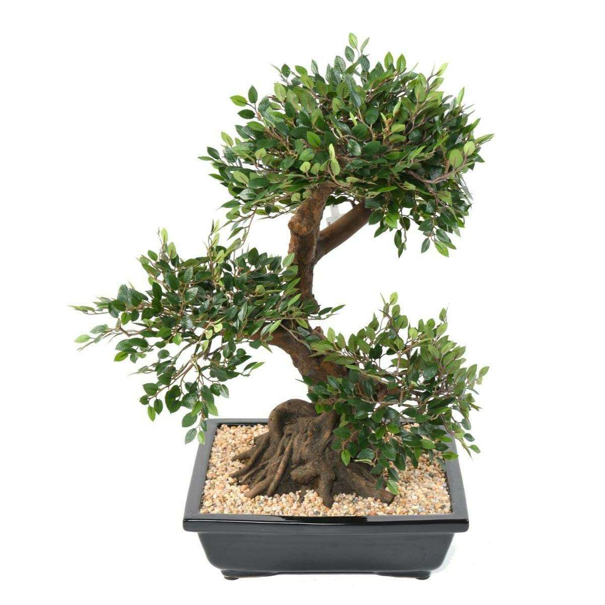 Bonsaï Orme artificiel coupe avec gravier - plante synthétique intérieur - H.70cm