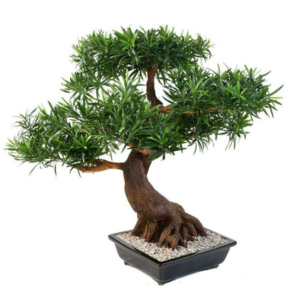 Bonsaï Podocarpus artificiel en coupe - plante synthétique intérieur - H.78cm