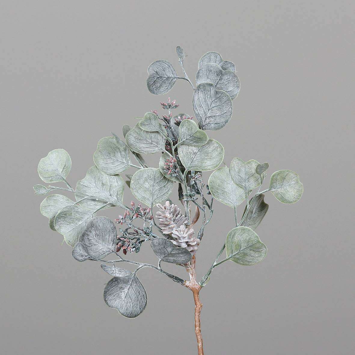 Branche artificielle Eucalyptus mini pomme de pin - création de bouquet - H.28cm