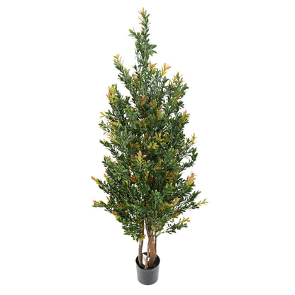 Buis artificiel Buisson RED DAY UV - topiaire pour extérieur - H.130cm vert