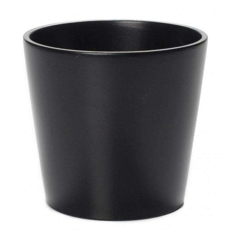 Cache pot de fleur céramique Stockholm - intérieur extérieur - Ø13,5x H.12,7cm noir