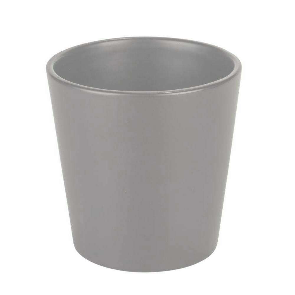 Cache pot de fleur céramique Stockholm - intérieur extérieur - Ø15,5x H.14,5cm gris