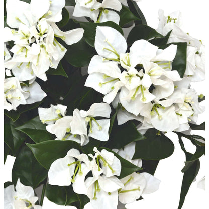 Chute artificielle fleurie Bougainvillier large UV - plante d'extérieur - H.40cm blanc
