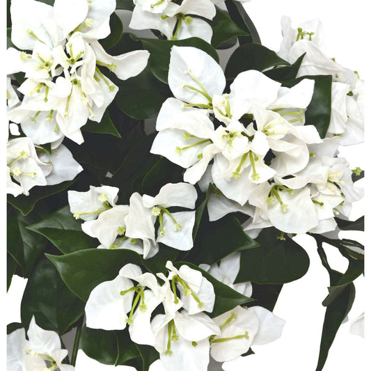 Chute artificielle fleurie Bougainvillier large UV - plante d'extérieur - H.40cm blanc