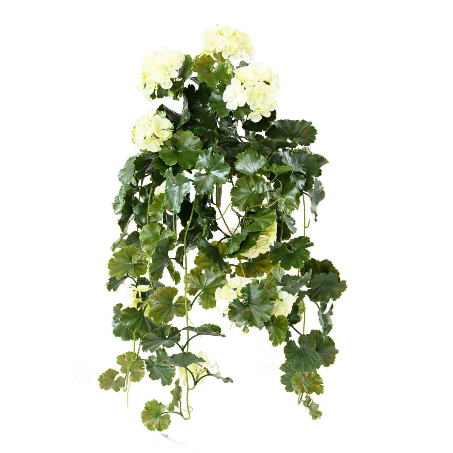 Chute artificielle fleurie Géranium UV 10 têtes - plante d'extérieur - H.65cm blanc