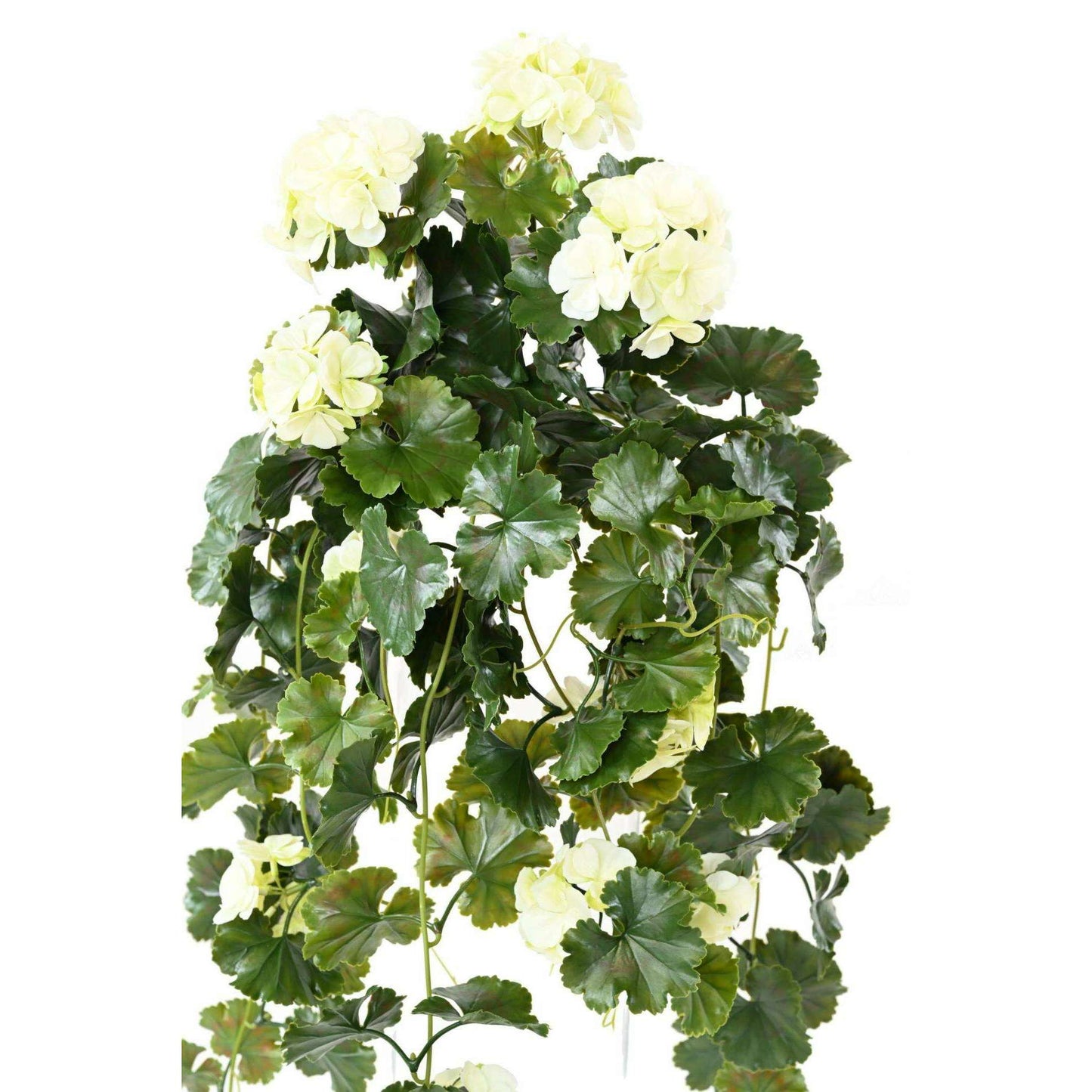 Chute artificielle fleurie Géranium UV 10 têtes - plante d'extérieur - H.65cm blanc