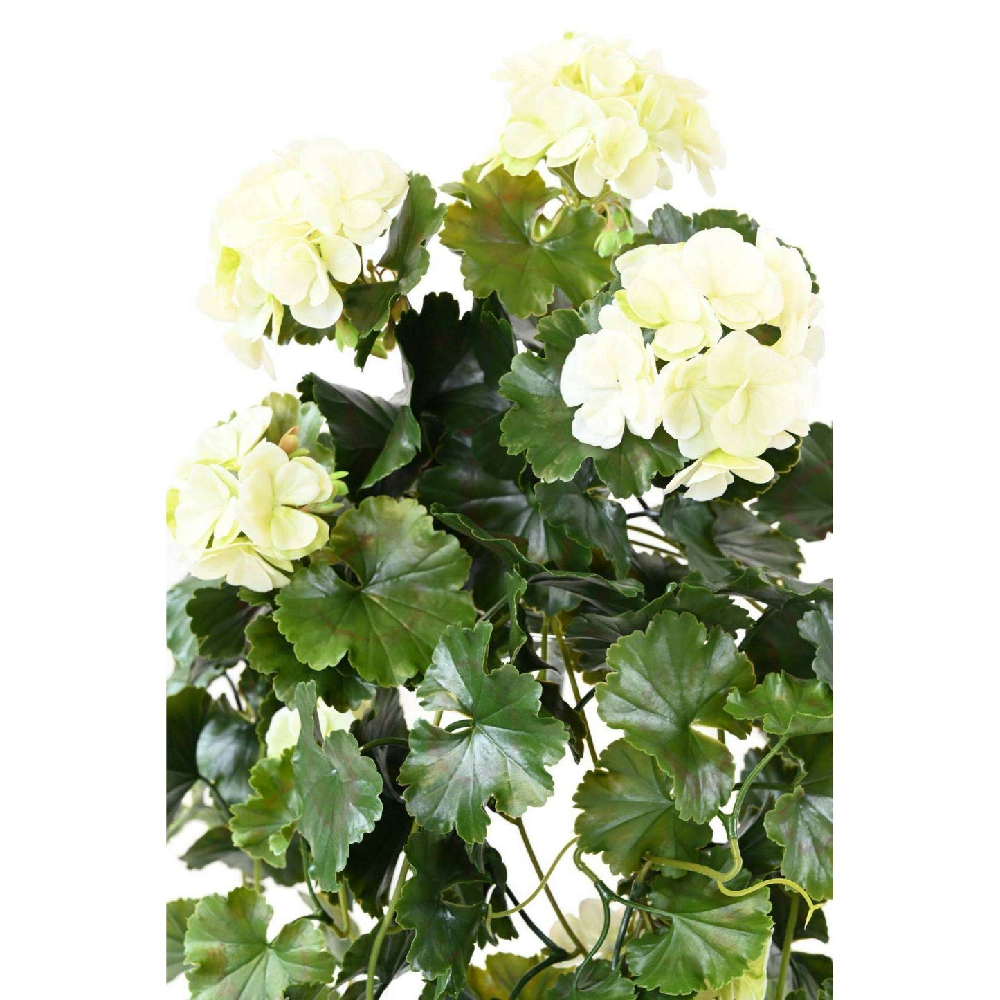 Chute artificielle fleurie Géranium UV 10 têtes - plante d'extérieur - H.65cm blanc