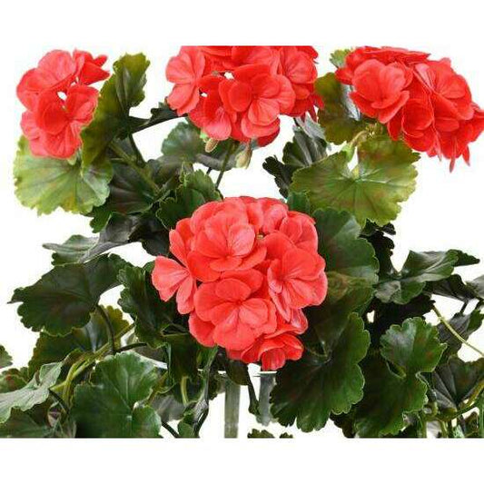 Chute artificielle fleurie Géranium UV 10 têtes - plante d'extérieur - H.65cm rouge