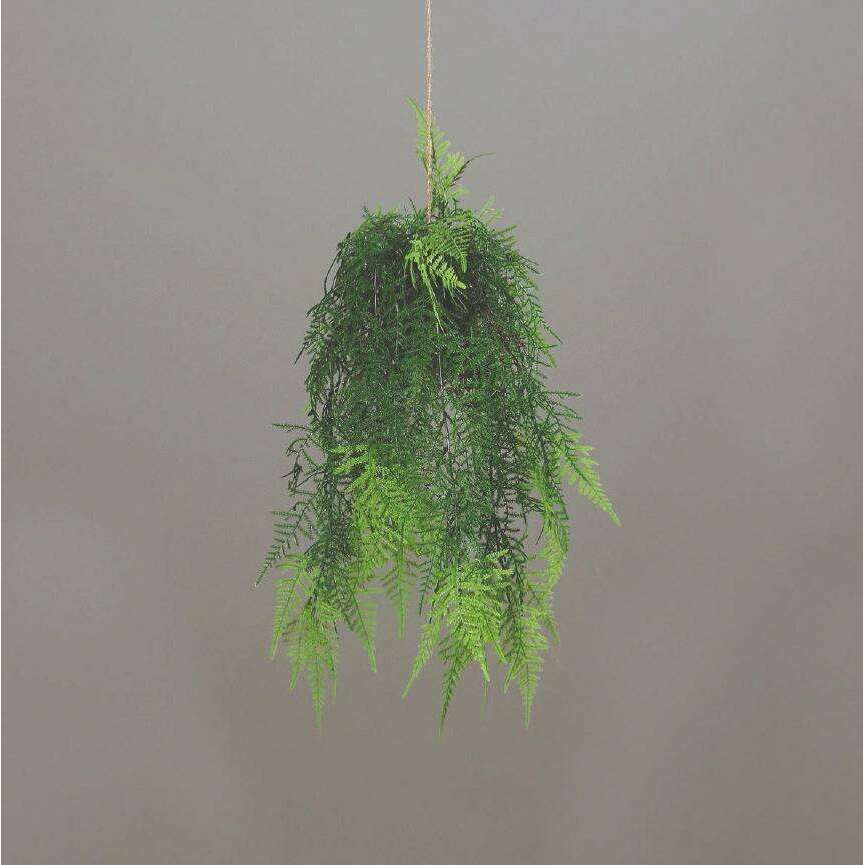 Composition artificielle boule de fougère à suspendre - Feuillage intérieur - H.52cm vert