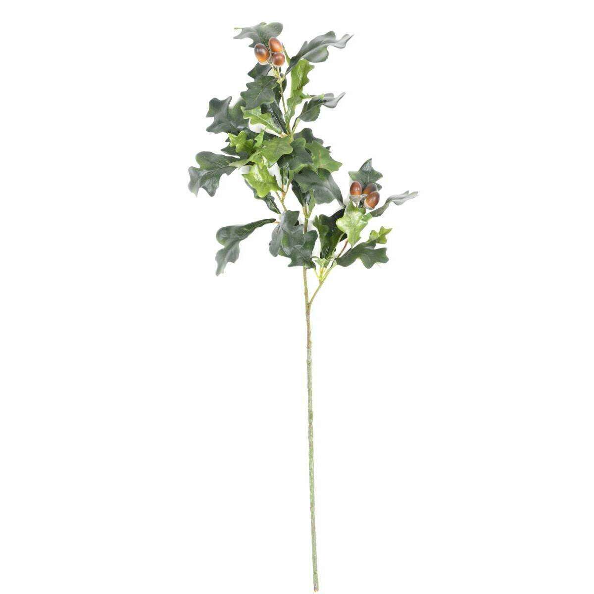 Feuillage artificiel Chêne branche 6 glands - décoration d'intérieur - H.70 cm vert