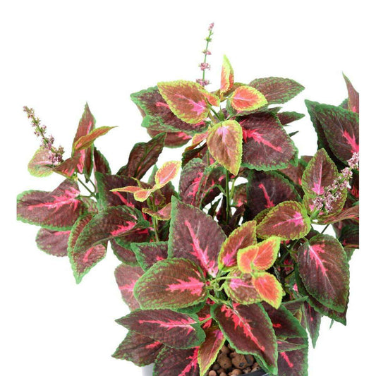 Feuillage artificiel Coleus en piquet - plante verte intérieur - H.40cm vert rouge