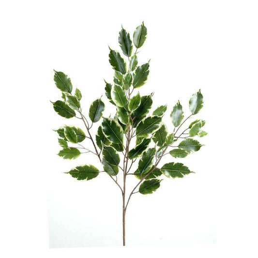 Feuillage artificiel Ficus exotica - composition florale - H.76cm vert blanc