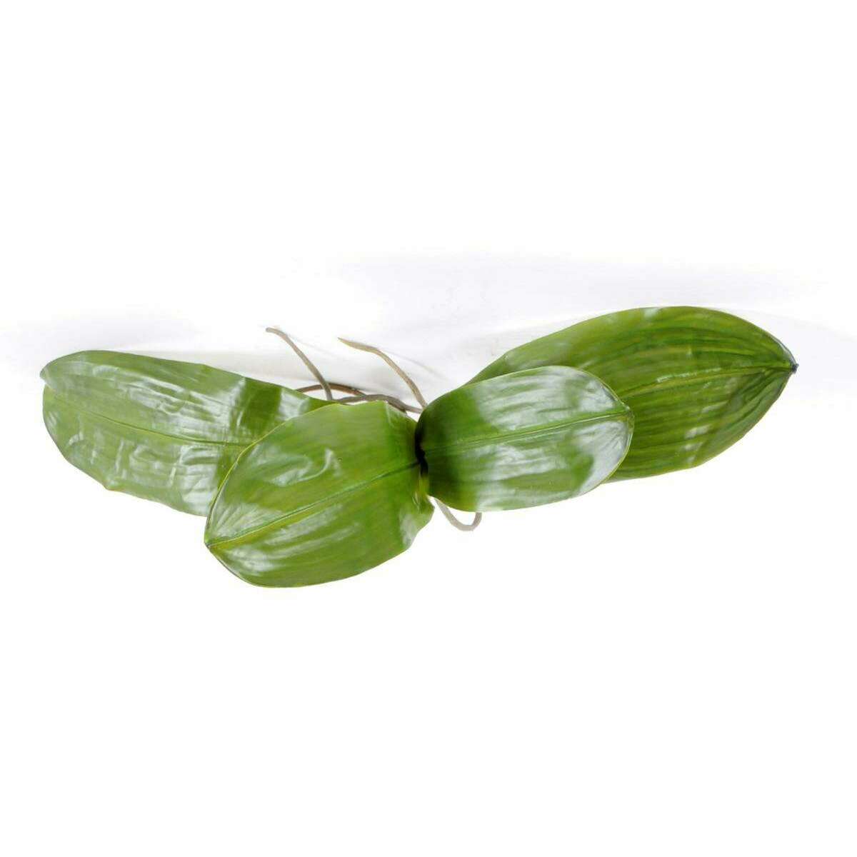 Feuillage artificiel piquet Feuilles d'orchidée phalaenopsis H.24cm vert