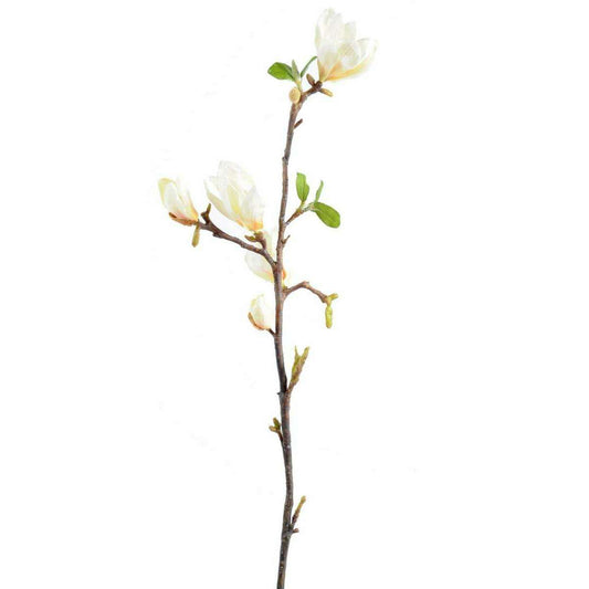 Fleur artificielle branche de Magnolia - création florale intérieur - H.83cm blanc