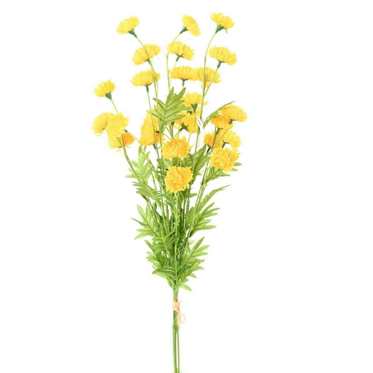 Fleur artificielle coupée Chrysanthème 27 fleurs - décoration intérieure - H.80 cm jaune