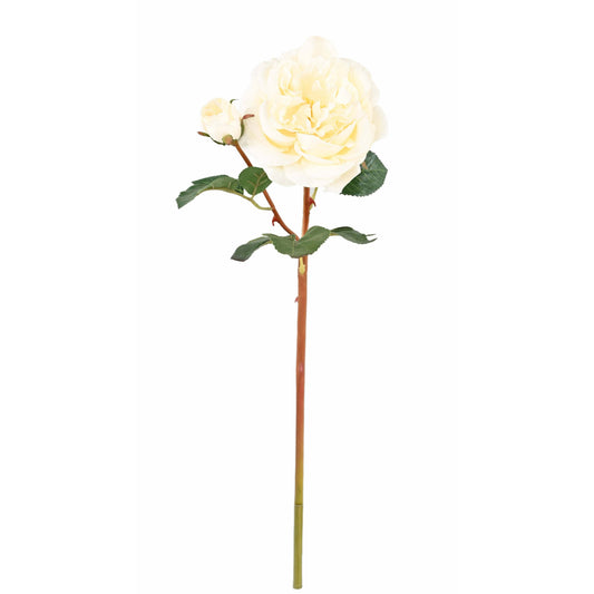 Fleur artificielle rose - composition florale - H.53cm blanc
