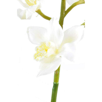 Fleur coupée Orchidée Cymbidium - création bouquet artificiel - H.100cm blanc