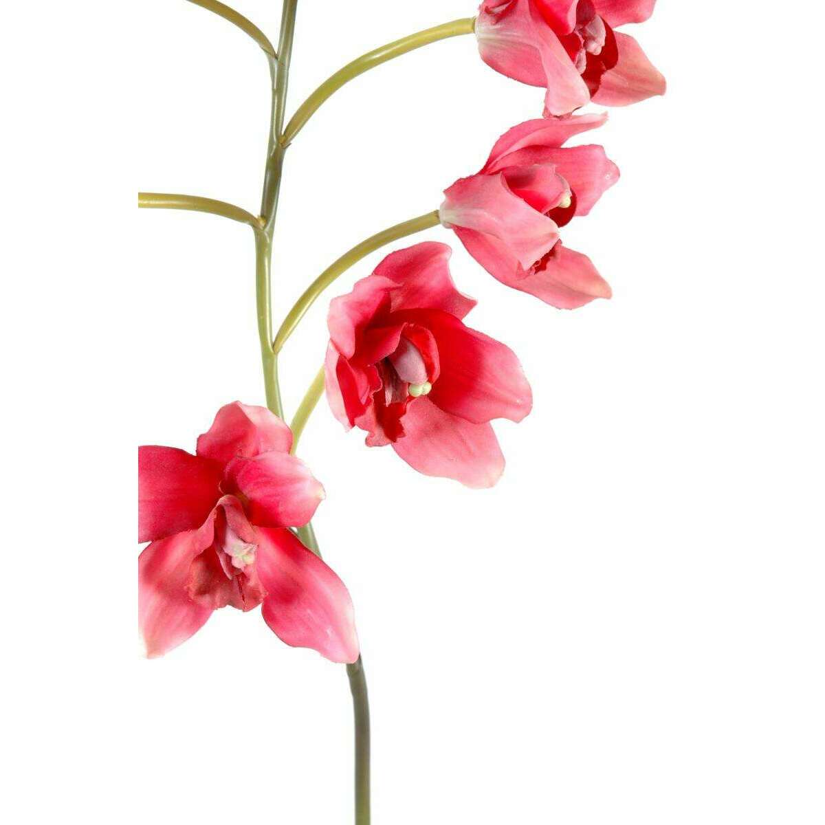 Fleur coupée Orchidée Cymbidium - plante artificielle en piquet - H.80cm magenta