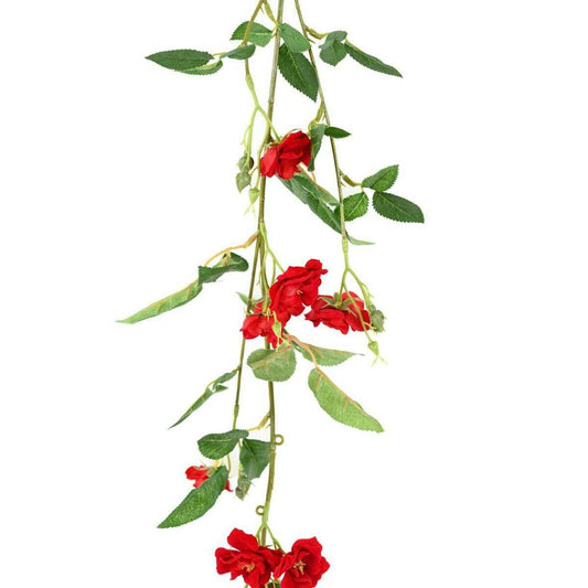 Fleurs artificielles Guirlande de rose mini - décoration d'intérieur - H.180cm rouge