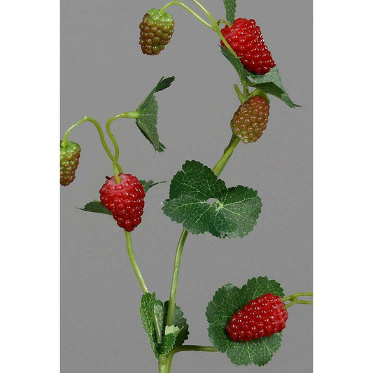 Framboise artificielle branche de 9 fruits – composition florale - H.44cm rouge
