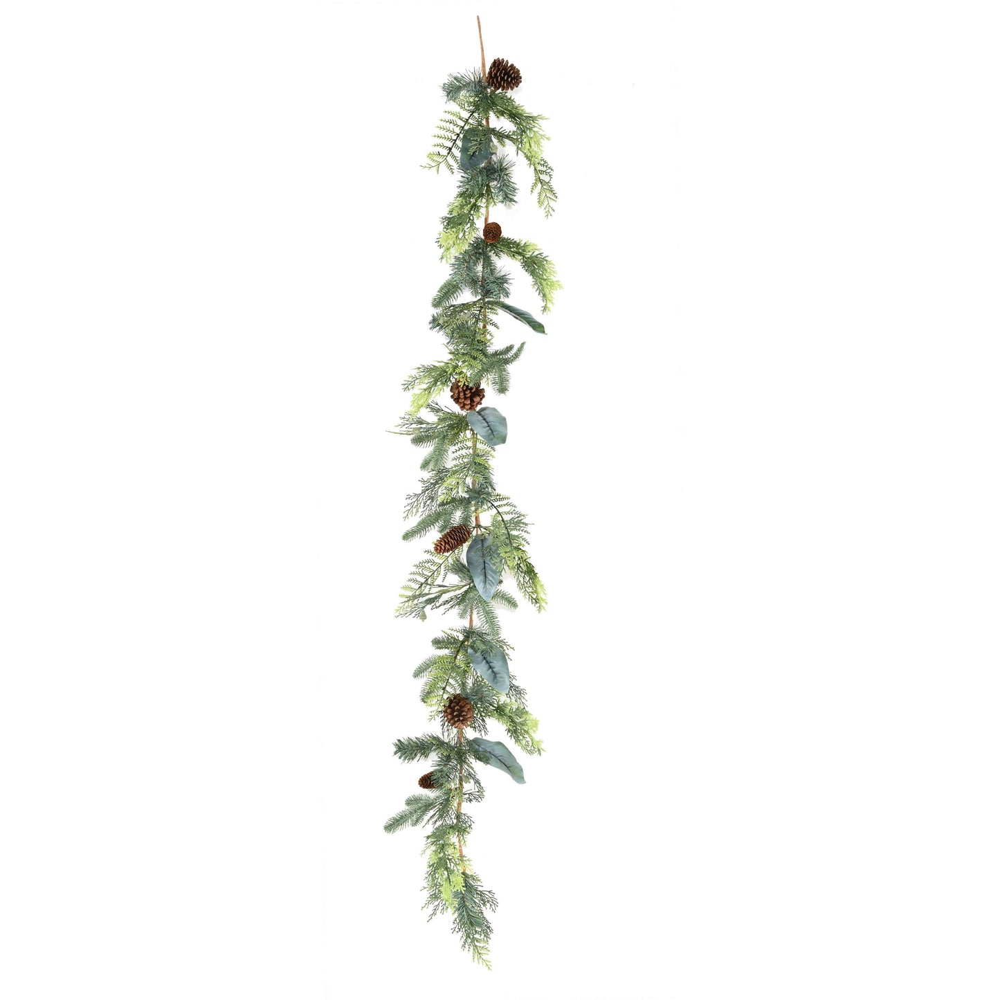 Guirlande artificielle de Noël 6 pommes de pin - déco intérieur - H.180cm
