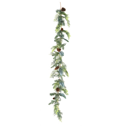 Guirlande artificielle de Noël 6 pommes de pin - déco intérieur - H.180cm