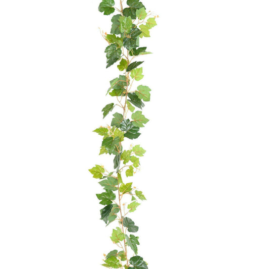 Guirlande artificielle de vigne 117 feuilles - décoration d'intérieur - H.200cm vert