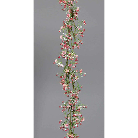 Guirlande artificielle fleurie Gypsophile - création florale - H.120cm rose