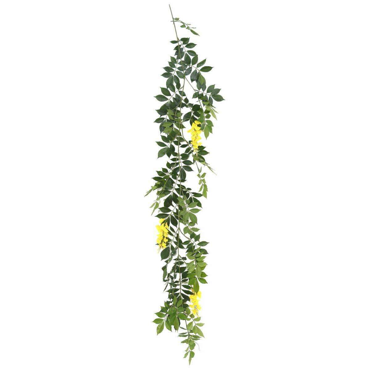 Guirlande artificielle Glycine - feuillage pour intérieur - H.180cm jaune