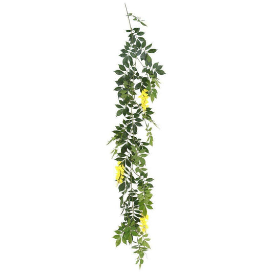 Guirlande artificielle Glycine - feuillage pour intérieur - H.180cm jaune