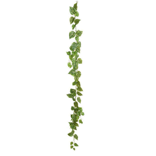 Guirlande artificielle Pothos 68 feuilles - décoration pour intérieur - H.180cm vert blanc