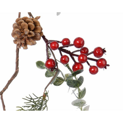 Guirlande artificielle pailletée avec baies rouges et pommes de pin - déco noël - H.125cm