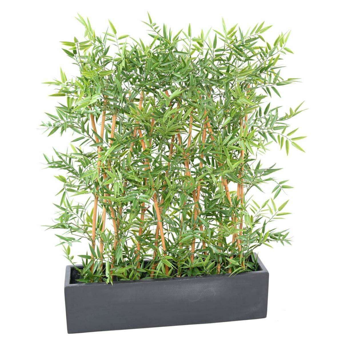 Haie artificielle Bambou Japanese Plast UV - extérieur - H.110cm socle bois 70cm